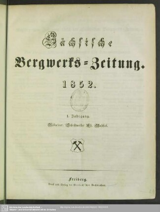 1.1852: Sächsische Bergwerks-Zeitung