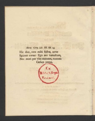 Horat. Carm. Lib. III. Od.14