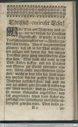 Christlich-curieuser Leser!