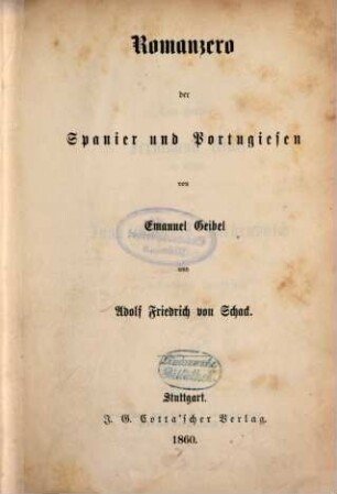 Romanzero der Spanier und Portugiesen