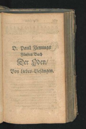 Fünftes Buch der Oden/ Von Liebes-Gesängen.