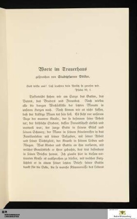 Worte im Trauerhaus