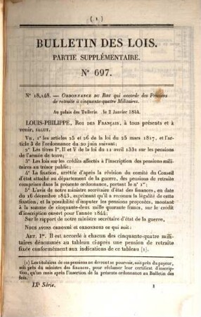 Bulletin des lois de la République Française. Partie supplémentaire. 25. 1844 = No. 697 - 730