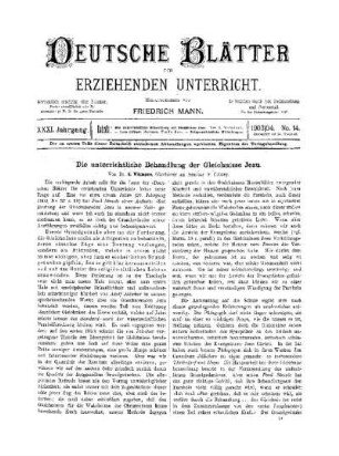 Die unterrichtliche Behandlung der Gleichnisse Jesu
