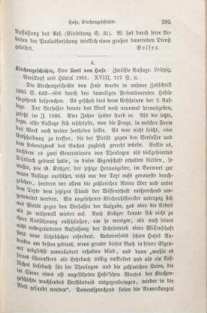 285-286 [Rezension] Hase, Karl August von, Kirchengeschichte