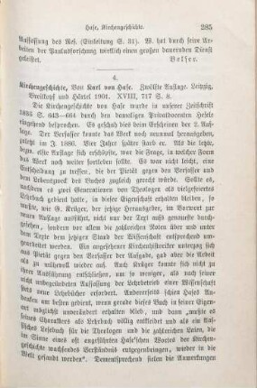 285-286 [Rezension] Hase, Karl August von, Kirchengeschichte