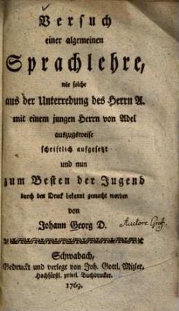 Versuch einer algemeinen Sprachlehre