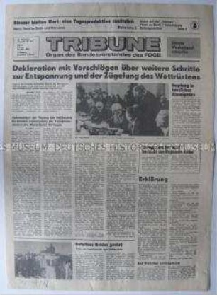 Tageszeitung des FDGB "Tribüne" zu einer Deklaration des Warschauer Vertrages