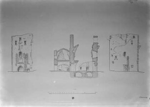 Zeichnung und Querschnitt des Querschiffs des Kloster Padis