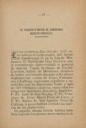 El Sargento Mayor de Zamboanga Nicolás Gonzalez