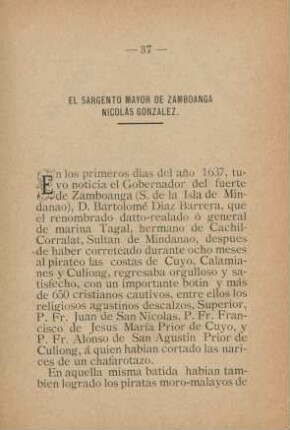El Sargento Mayor de Zamboanga Nicolás Gonzalez