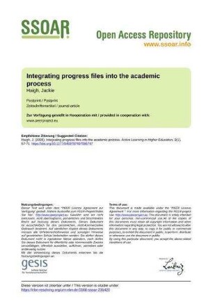 Integrating progress files into the academic process