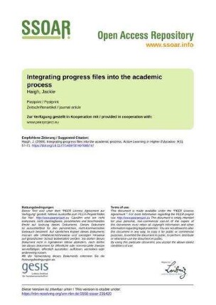 Integrating progress files into the academic process