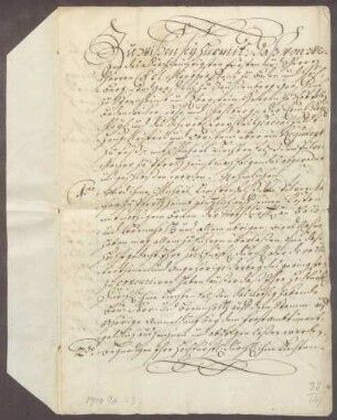 Vertrag zwischen Markgraf Carl III. Wilhelm von Baden-Durlach und Michael Liechtenfels über den Betrieb der Pulvermühle zu Pforzheim