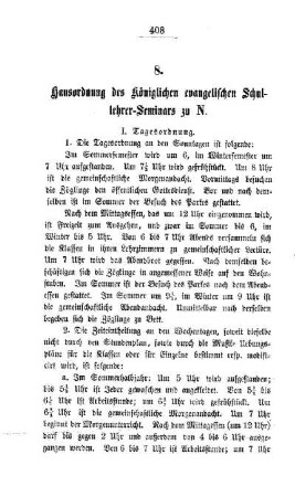 Hausordnung des Königlichen evangelischen Schullehrer-Seminars zu N