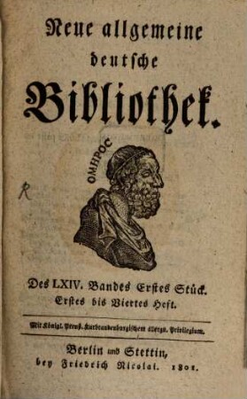 Neue allgemeine deutsche Bibliothek. 64. 1801
