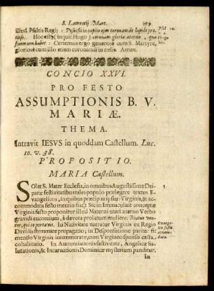 Consio XXVI. Pro Festo Assumptionis B. V. Mariae.