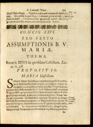 Consio XXVI. Pro Festo Assumptionis B. V. Mariae.