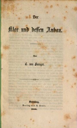 Der Klee und dessen Anbau