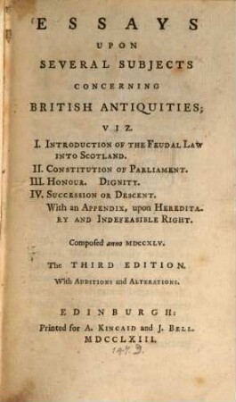Essays upon several subjects concerning British antiquities : Composed anno 1745