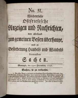 No. 51. Montags, den 19ten December, 1757.