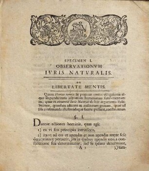 Gottfriedi Achenwalli observationes iuris naturalis. 1, De libertate mentis
