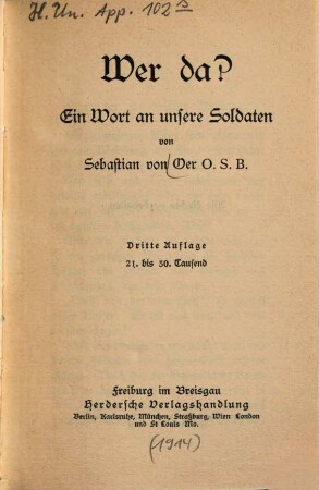 Wer da? : ein Wort an unsere Soldaten
