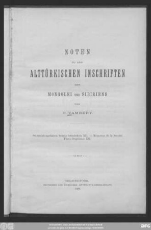 Noten zu den alttürkischen Inschriften der Mongolei und Sibiriens