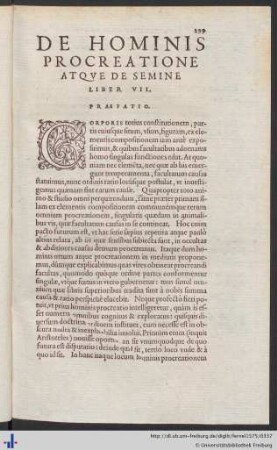 Liber VII. De Hominis Procreatione Atque De Semine.