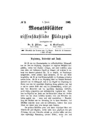 Regierung, Unterricht und Zucht
