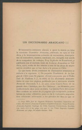 Un diccionario araucano
