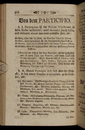 [Sect. IV.] Von dem Participio. - [Sect. VIII.] Von den Interjectionibus..