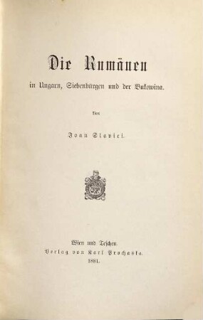 Die Rumänen in Ungarn, Siebenbürgen und der Bukowina