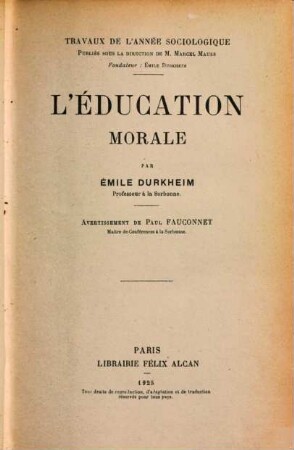 L' éducation morale