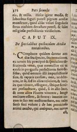 372-388, Caput IX. De specialibus quibusdam Acediae tentationibus.