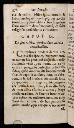 372-388, Caput IX. De specialibus quibusdam Acediae tentationibus.