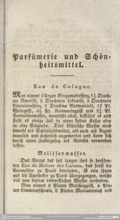 Parfümerie und Schönheitsmittel