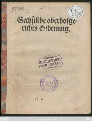 Sechsische oberhofge=||richts Ordenung.||