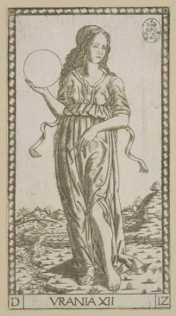 Vrania (Urania), Blatt Nr. 12 aus der S-Serie der sogenannten Tarock-Karten des Mantegna