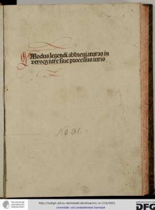 Modus legendi abbreviaturas in utroque iure sive processus iuris.