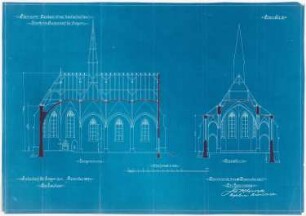St. Laurentius, Rudersdorf bei Wilnsdorf: Längs- und Querschnitt 1:100