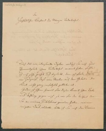 Brief von Johann Christian Heinrich Rinck an Mainzer Liedertafel