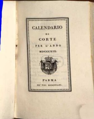 Calendario di Corte : per l'anno .... 1819