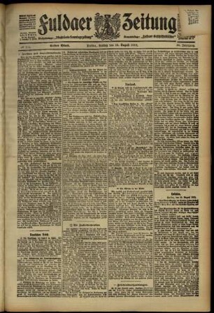Erste Ausgabe vom Freitag, den 23. August 1912.