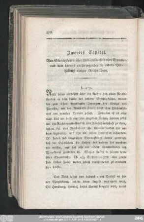 Zweytes Capitel. Von Streitigkeiten über Unmittelbarkeit oder Exemtion und dem daraus entspringenden besondern Verhältniß einiger Reichsstände.