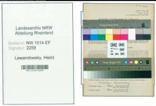 Entnazifizierung Heinz Lewandowsky , geb. 23.07.1909 (Klempner)