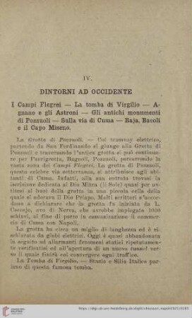 IV. Dintorni ad occidente