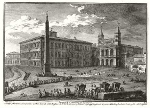 Piazza di San Giovanni in Laterano, Rom. Kupferstich von Giuseppe Vasi