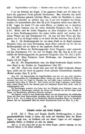 16. Schnitte zweier und dreier Kugeln.
