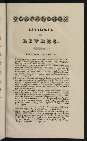 1-14, Éditions du XV.me Siècle